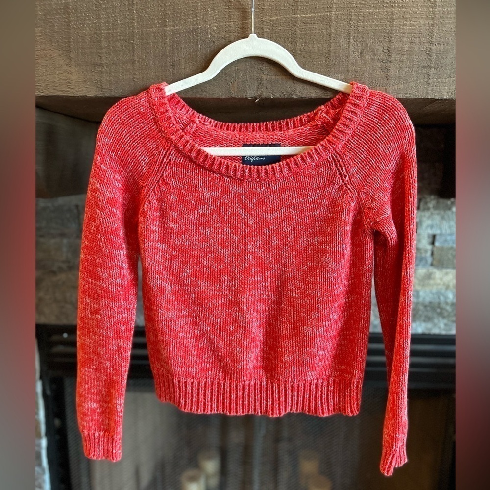 American Eagle Outfitter Red Crop Knit Sweater Size Small
